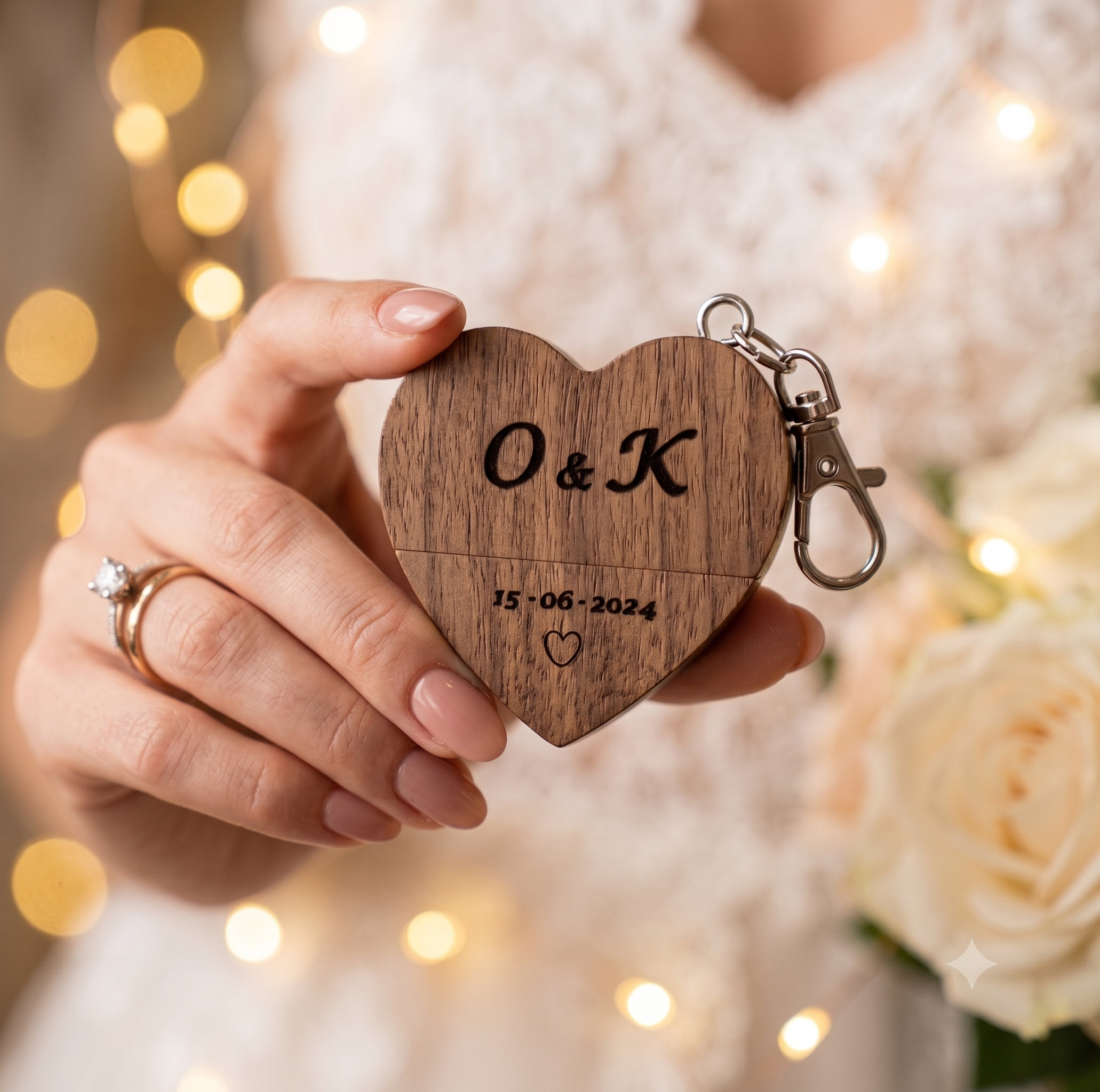 Clé USB Cœur en Bois — Gravure Personnalisée