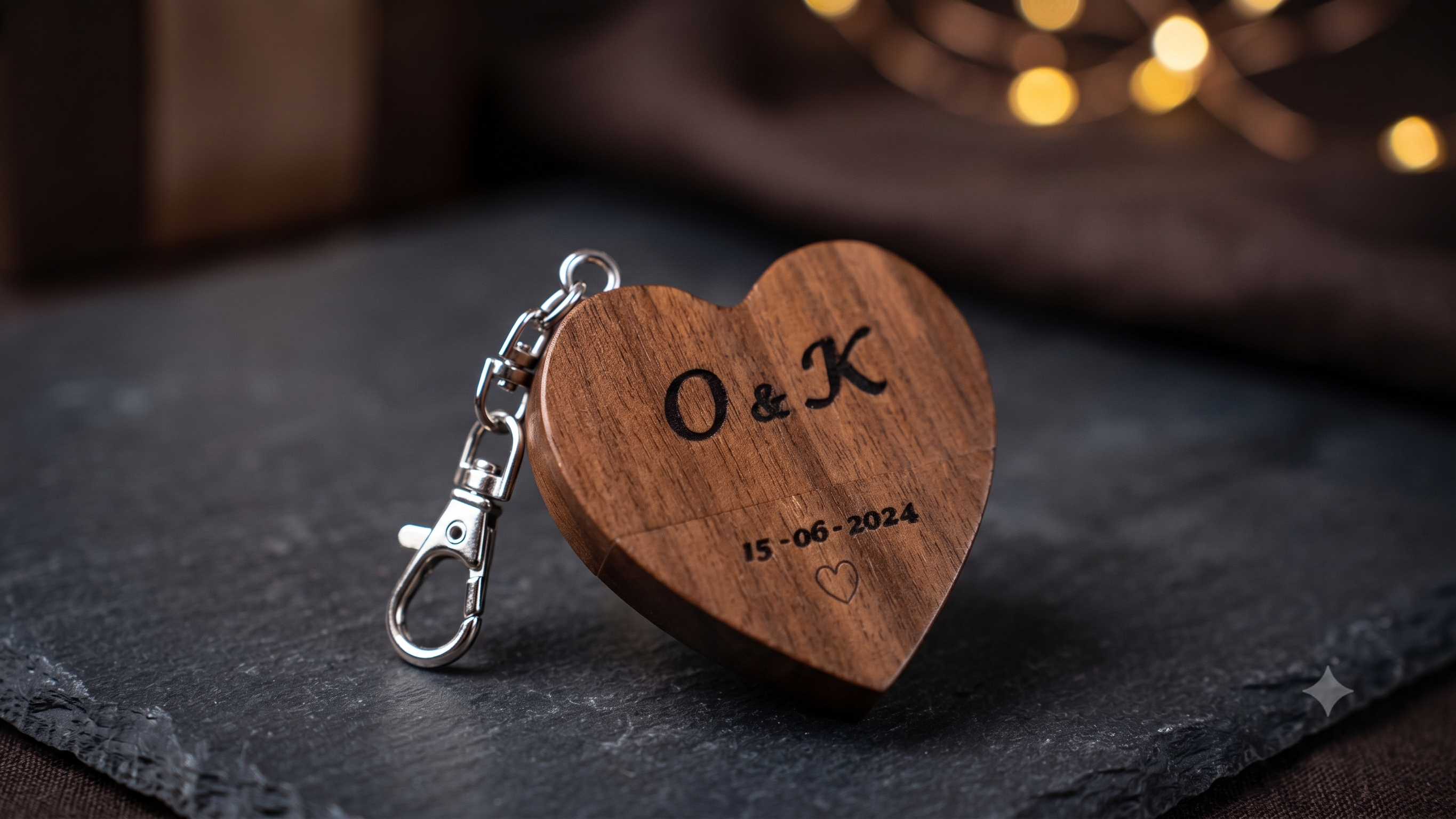 Clé USB Cœur en Bois — Gravure Personnalisée
